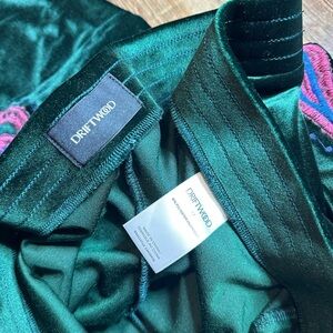 Driftwood green velvet embroidered flare pants